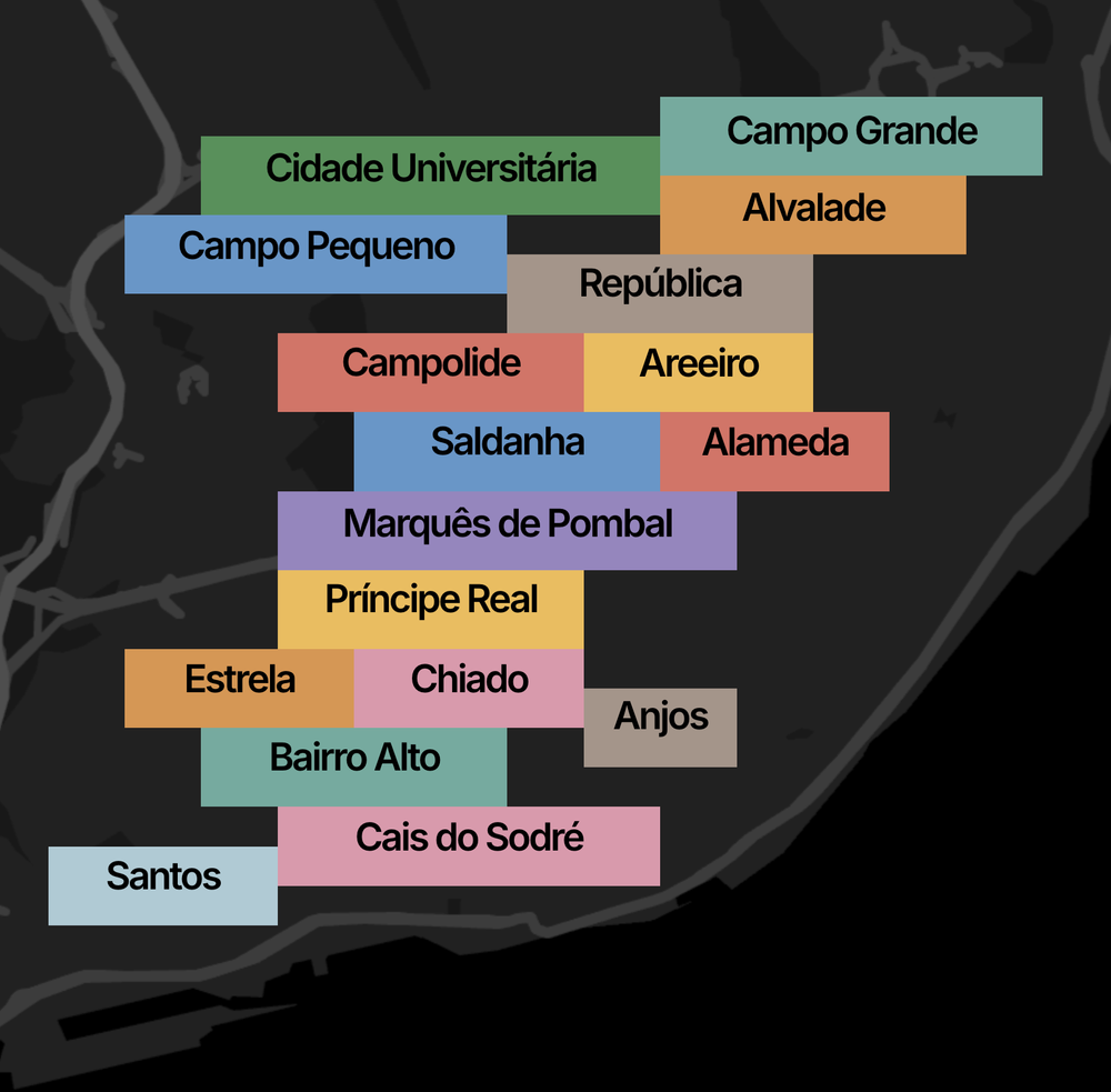 AMS Coliving neighbourhoods across central Lisbon
